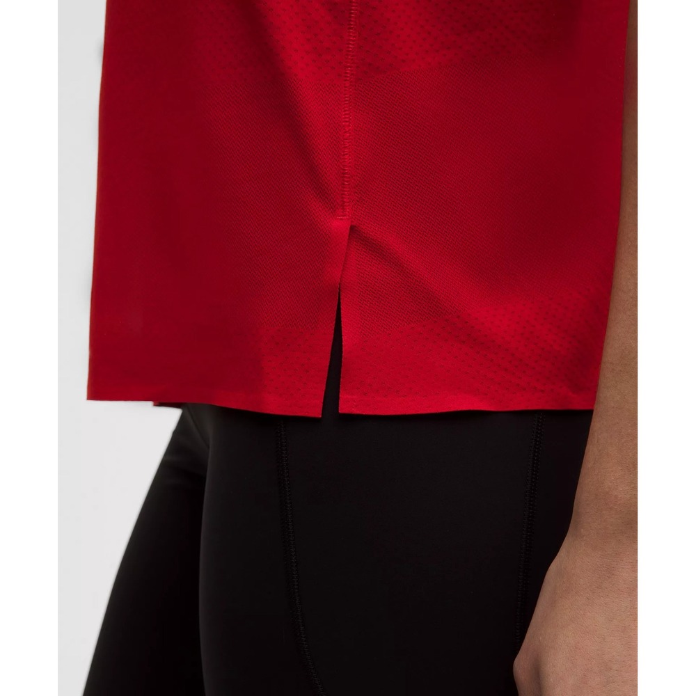 Lululemon-Fast and Free Singlet Perforated Stripe-Oxford Red - Picture 3 of 3